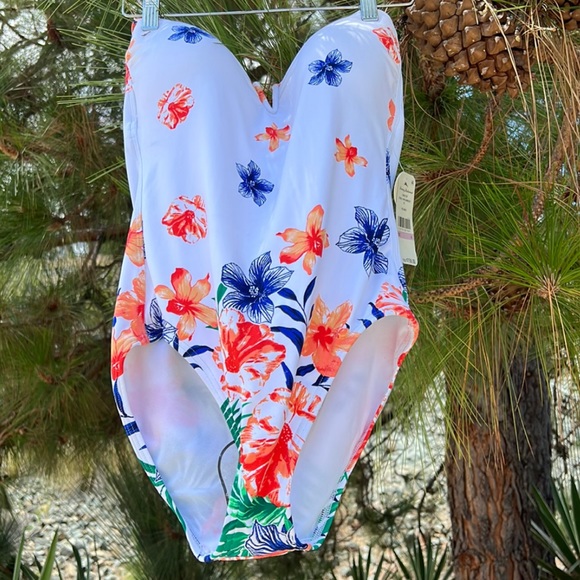 Tommy Bahama🌴Floral V-Wire Bandeau One-Piece Swimsuit🌴 - Picture 4 of 12